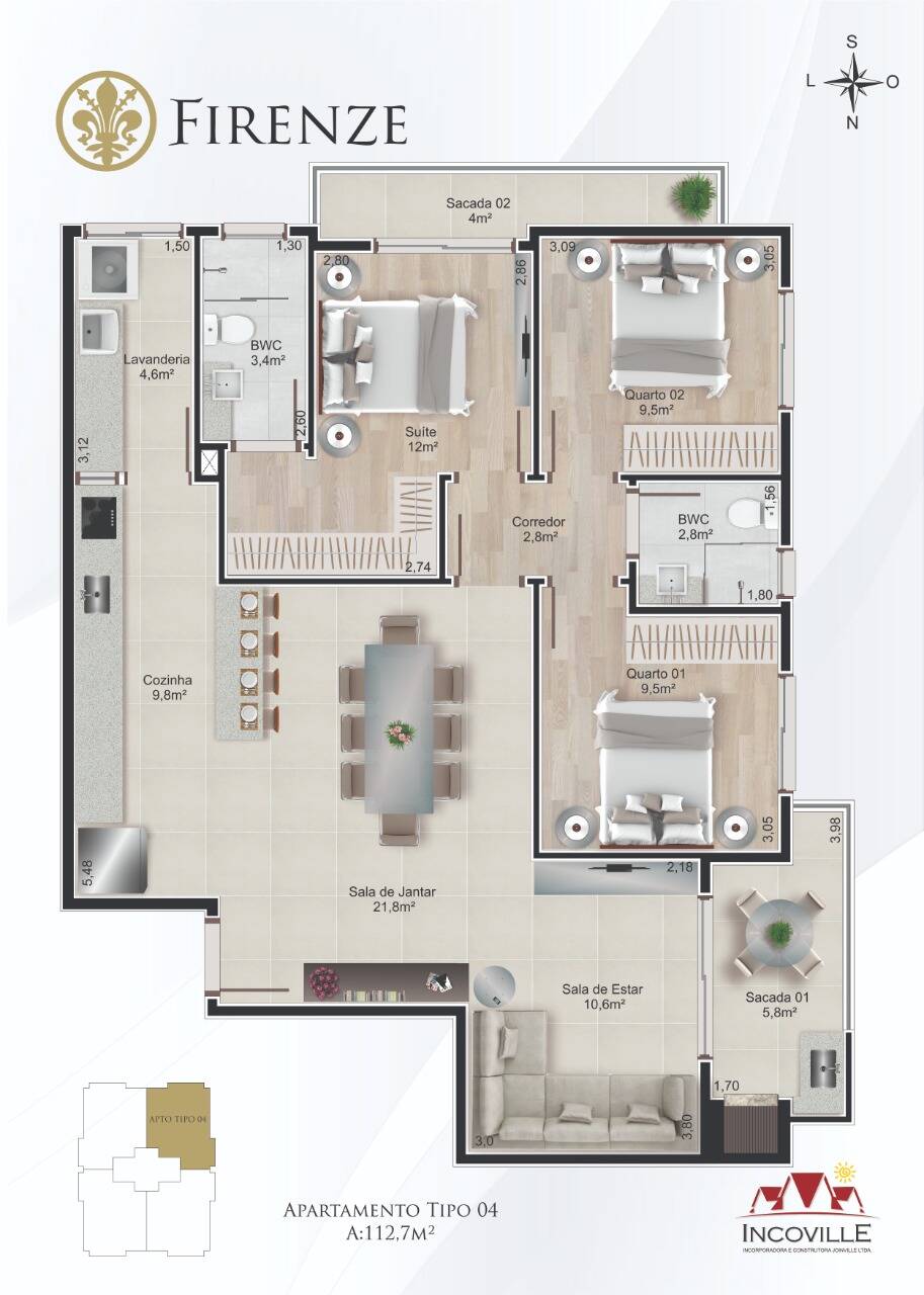 Apartamento à venda com 3 quartos, 212m² - Foto 3